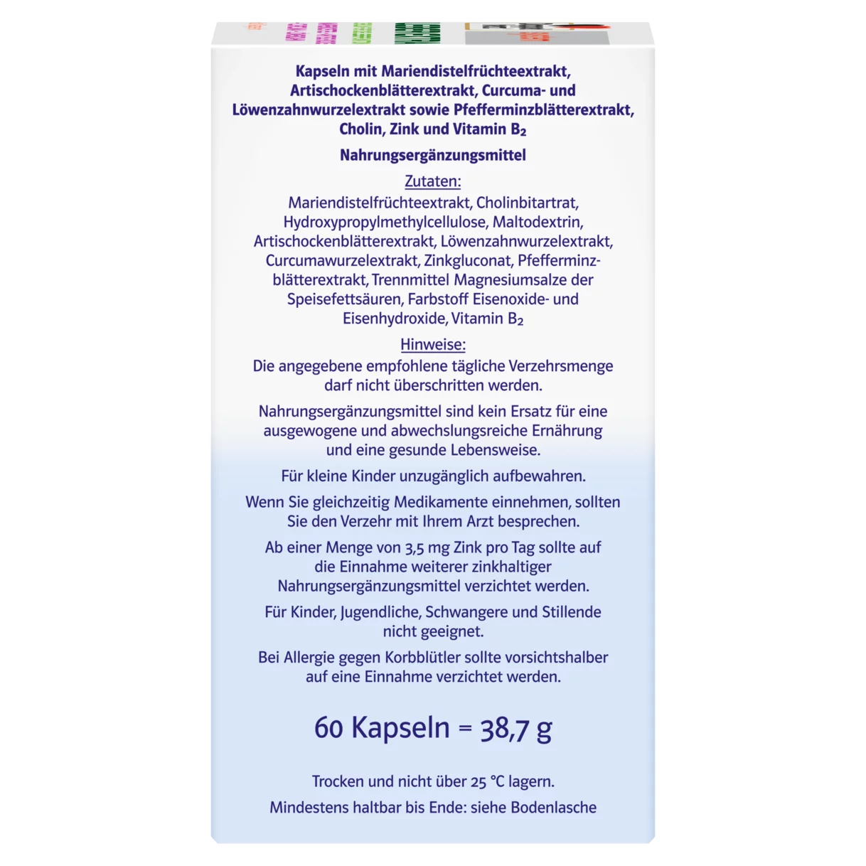 Abbildung der Produktverpackung Doppelherz system LEBER EXTRA Seitenansicht rechts